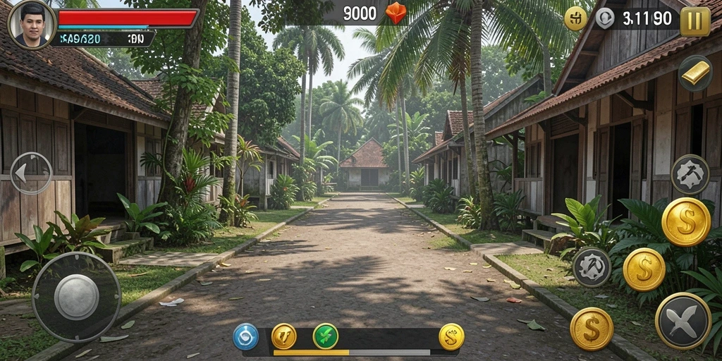 Screenshot menunjukkan aksi karakter dalam pertempuran.